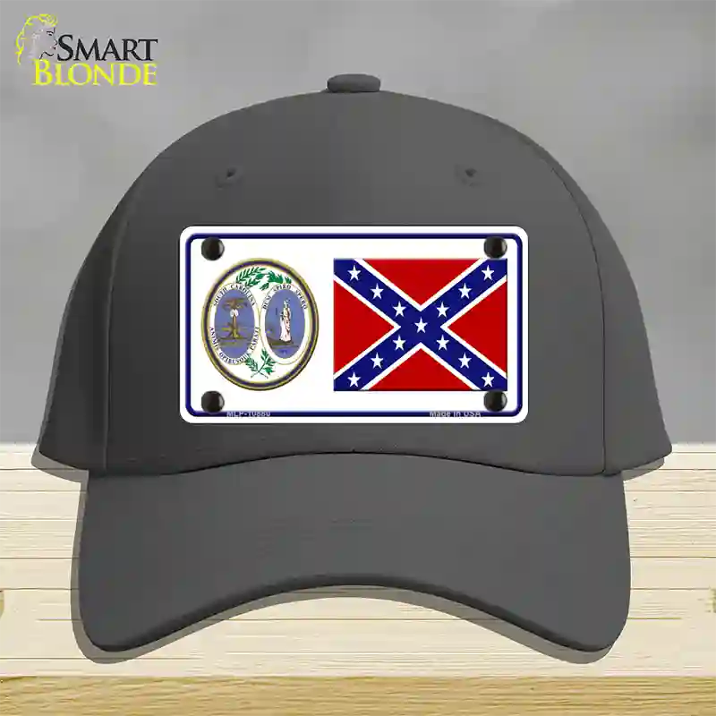 Confederate Flag South Carolina Seal Novelty License Plate Hat Cotton / Charcoal