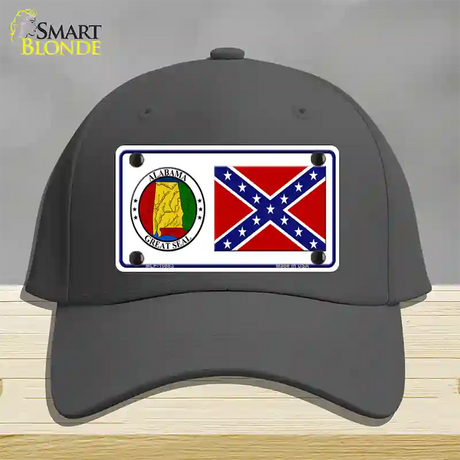 Confederate Flag Alabama Seal Novelty License Plate Hat Cotton / Charcoal