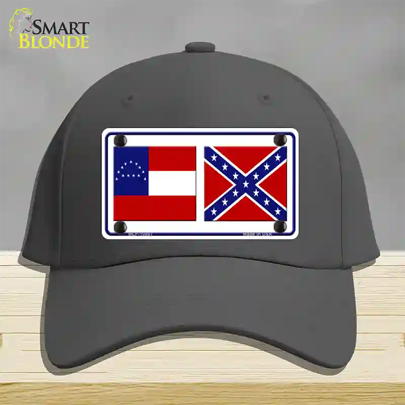 Confederate Robert E Lee Flag Novelty License Plate Hat Cotton / Charcoal