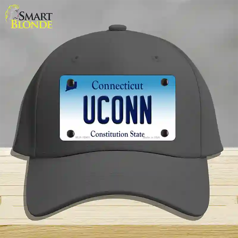 UConn Connecticut Novelty License Plate Hat Cotton / Charcoal