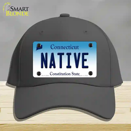 Native Connecticut Novelty License Plate Hat Cotton / Charcoal