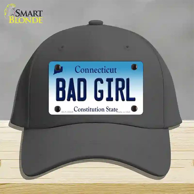 Bad Girl Connecticut Novelty License Plate Hat Cotton / Charcoal