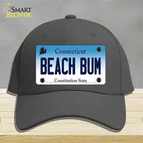 Beach Bum Connecticut Novelty License Plate Hat Cotton / Charcoal