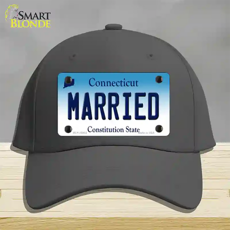 Married Connecticut Novelty License Plate Hat Cotton / Charcoal