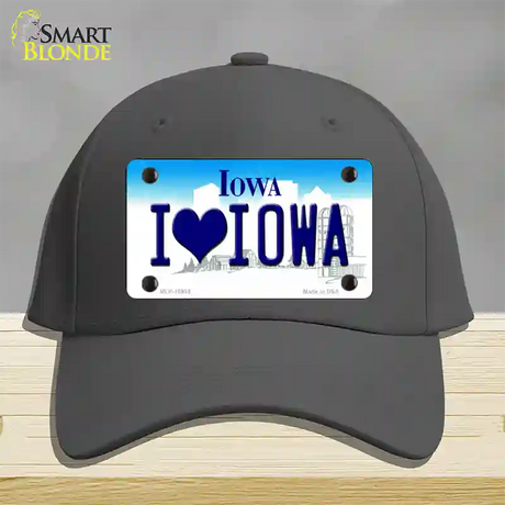 I Love Iowa Novelty License Plate Hat Cotton / Charcoal