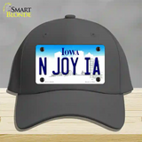 N Joy IA Iowa Novelty License Plate Hat Cotton / Charcoal