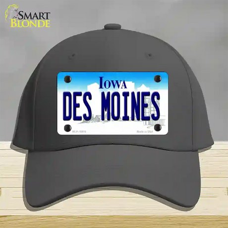 Des Moines Iowa Novelty License Plate Hat Cotton / Charcoal