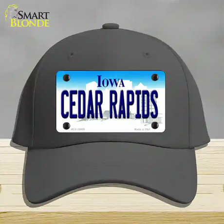 Cedar Rapids Iowa Novelty License Plate Hat Cotton / Charcoal