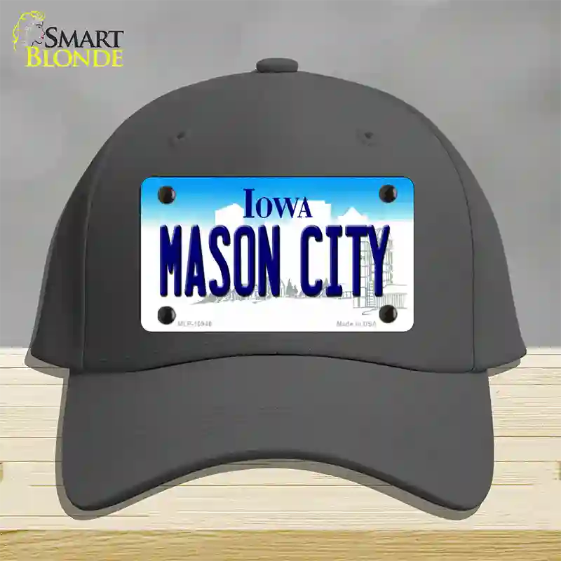 Mason City Iowa Novelty License Plate Hat Cotton / Charcoal