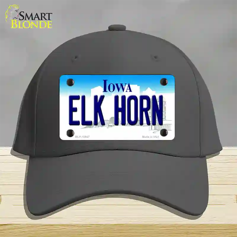 Elk Horn Iowa Novelty License Plate Hat Cotton / Charcoal