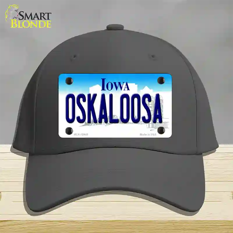 Oskaloosa Iowa Novelty License Plate Hat Cotton / Charcoal