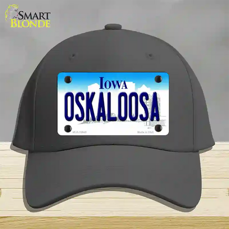 Oskaloosa Iowa Novelty License Plate Hat Cotton / Charcoal