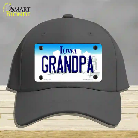 Grandpa Iowa Novelty License Plate Hat Cotton / Charcoal