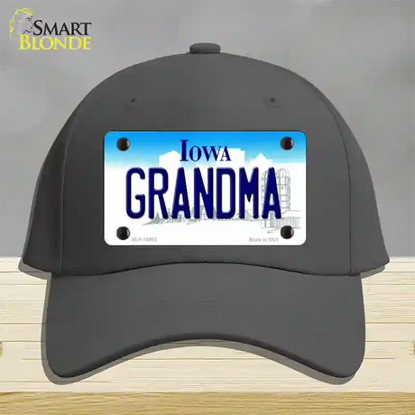 Grandma Iowa Novelty License Plate Hat Cotton / Charcoal