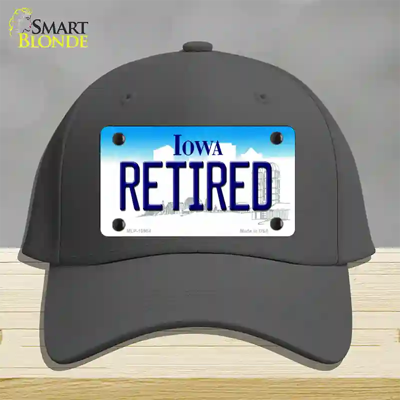 Retired Iowa Novelty License Plate Hat Cotton / Charcoal