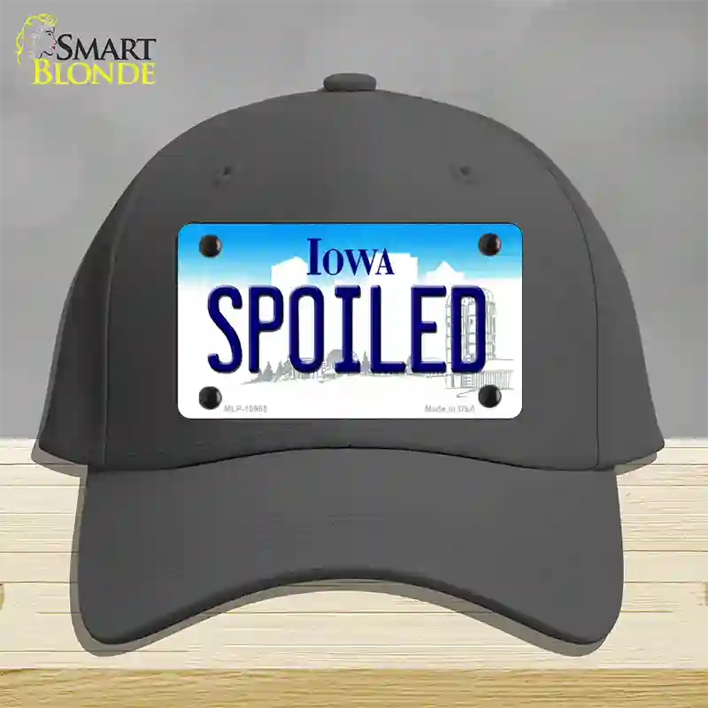 Spoiled Iowa Novelty License Plate Hat Cotton / Charcoal