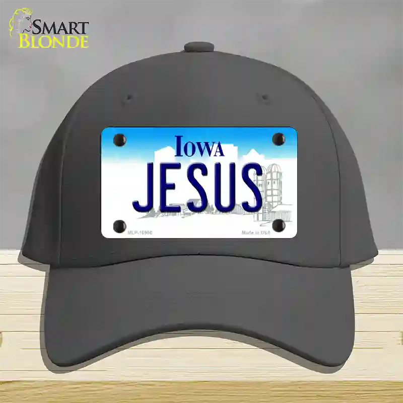 Jesus Iowa Novelty License Plate Hat Cotton / Charcoal