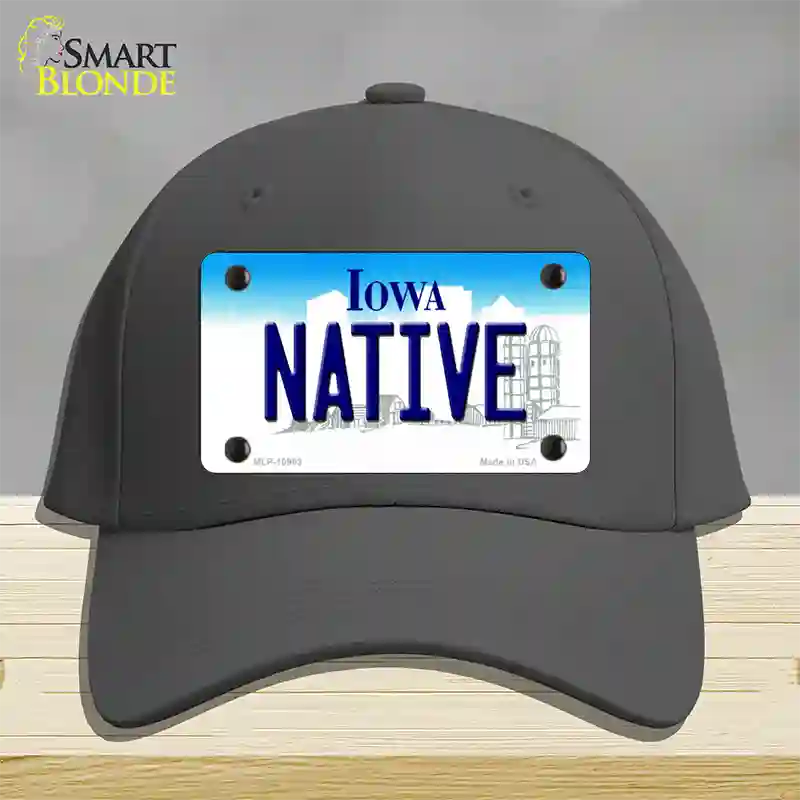 Native Iowa Novelty License Plate Hat Cotton / Charcoal