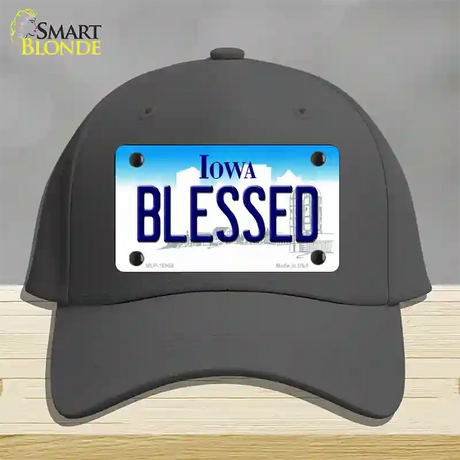 Blessed Iowa Novelty License Plate Hat Cotton / Charcoal