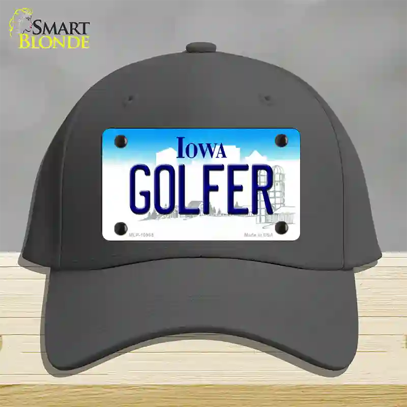 Golfer Iowa Novelty License Plate Hat Cotton / Charcoal