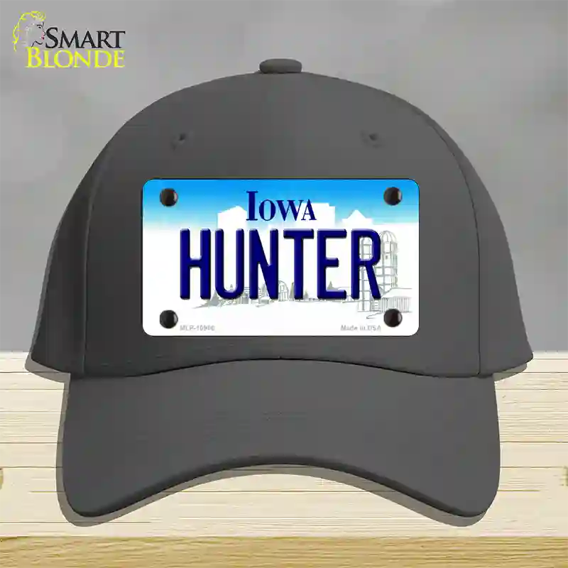 Hunter Iowa Novelty License Plate Hat Cotton / Charcoal