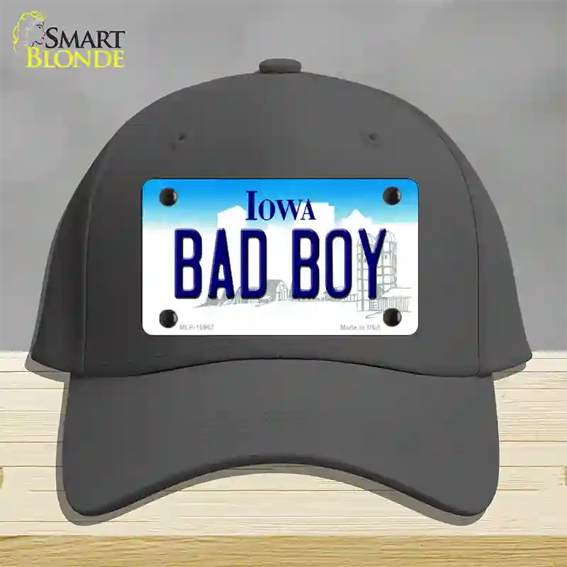 Bad Boy Iowa Novelty License Plate Hat Cotton / Charcoal