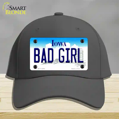 Bad Girl Iowa Novelty License Plate Hat Cotton / Charcoal