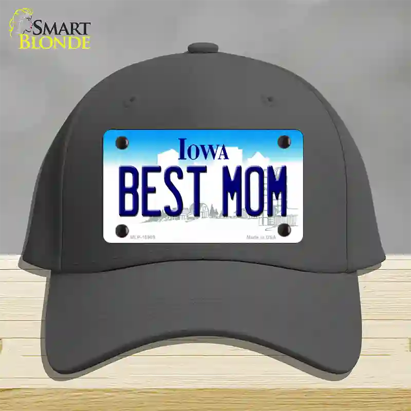 Best Mom Iowa Novelty License Plate Hat Cotton / Charcoal