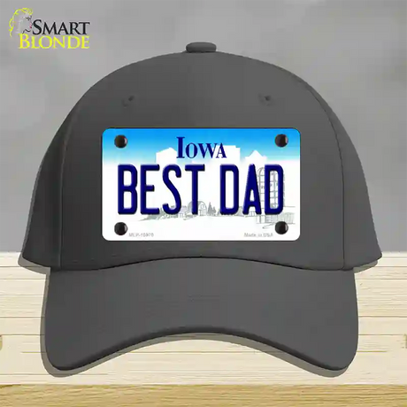 Best Dad Iowa Novelty License Plate Hat Cotton / Charcoal