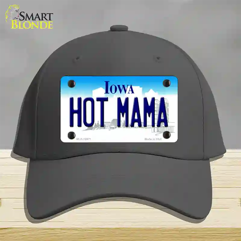 Hot Mama Iowa Novelty License Plate Hat Cotton / Charcoal