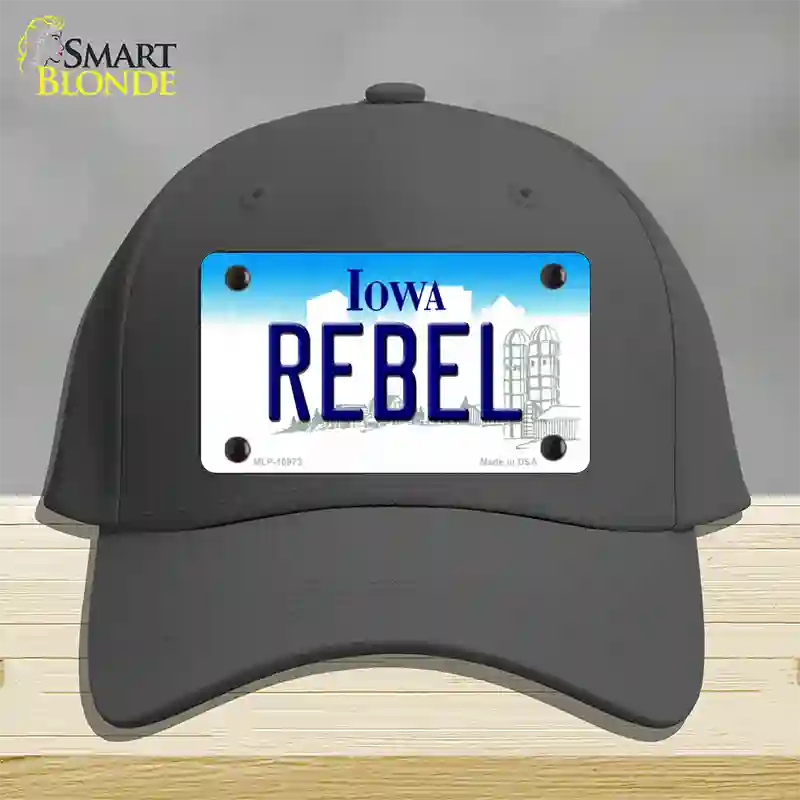 Rebel Iowa Novelty License Plate Hat Cotton / Charcoal