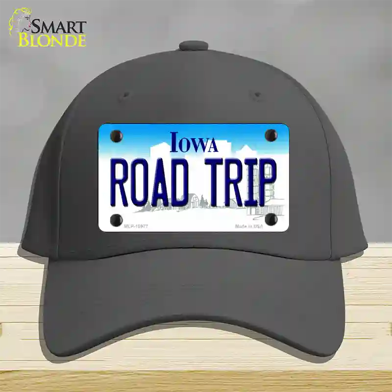 Road Trip Iowa Novelty License Plate Hat Cotton / Charcoal