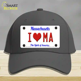 I Love Massachusetts Novelty License Plate Hat Cotton / Charcoal