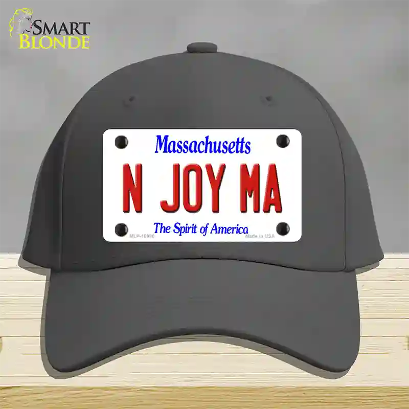 N Joy MA Massachusetts Novelty License Plate Hat Cotton / Charcoal