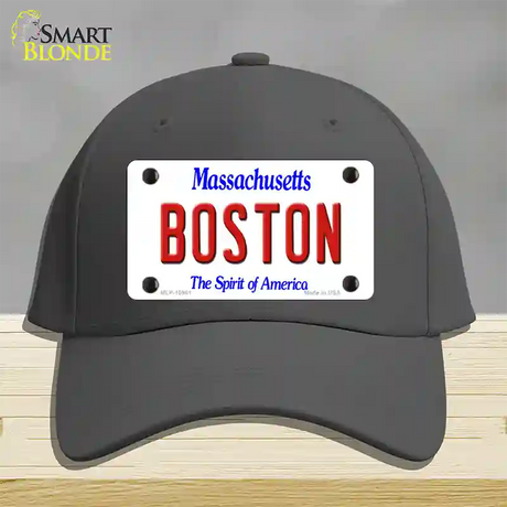 Boston Massachusetts Novelty License Plate Hat Cotton / Charcoal