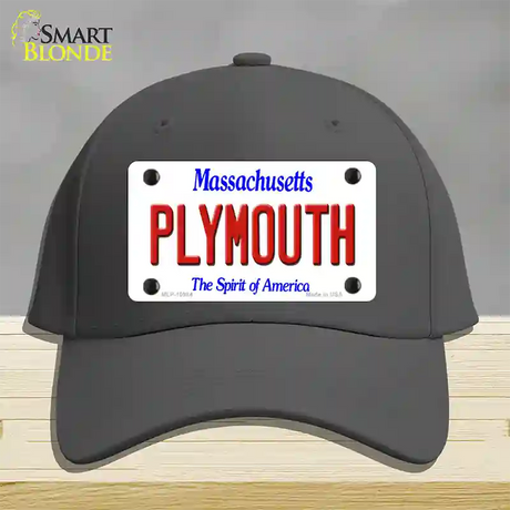 Plymouth Massachusetts Novelty License Plate Hat Cotton / Charcoal