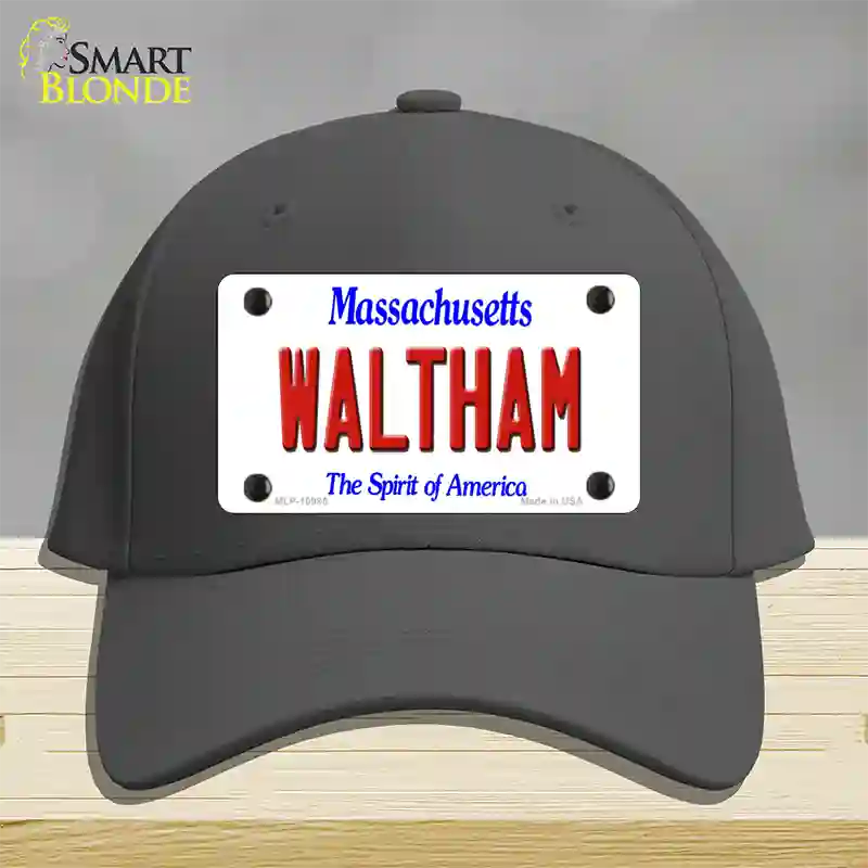 Waltham Massachusetts Novelty License Plate Hat Cotton / Charcoal