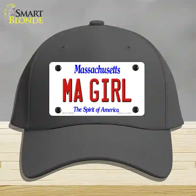 MA Girl Massachusetts Novelty License Plate Hat Cotton / Charcoal