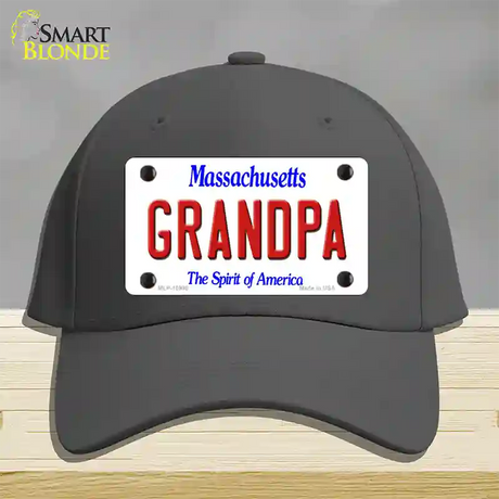 Grandpa Massachusetts Novelty License Plate Hat Cotton / Charcoal