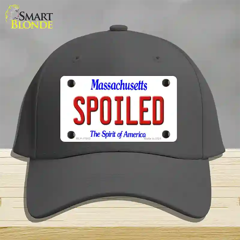 Spoiled Massachusetts Novelty License Plate Hat Cotton / Charcoal