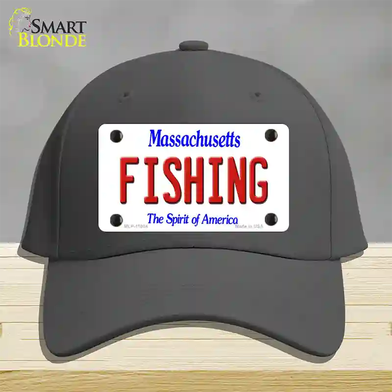 Fishing Massachusetts Novelty License Plate Hat Cotton / Charcoal