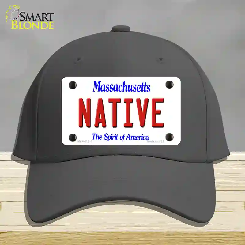 Native Massachusetts Novelty License Plate Hat Cotton / Charcoal