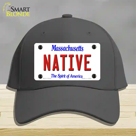 Native Massachusetts Novelty License Plate Hat Cotton / Charcoal