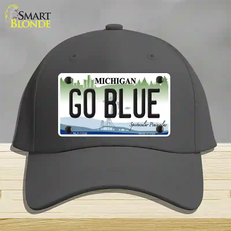 Go Blue Michigan Novelty License Plate Hat Cotton / Charcoal