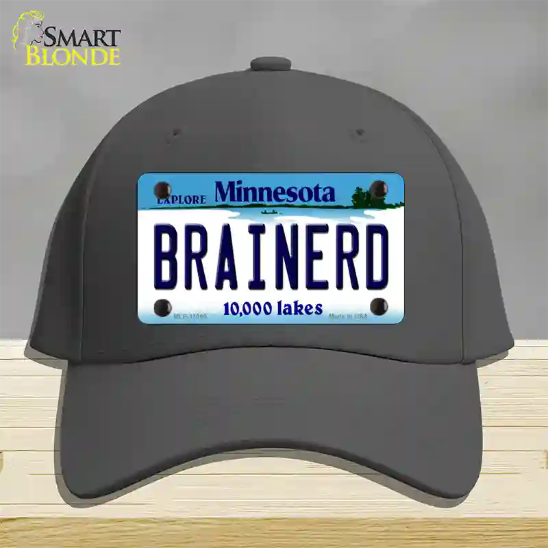 Brainerd Minnesota State Novelty License Plate Hat Cotton / Charcoal