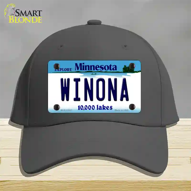 Winona Minnesota State Novelty License Plate Hat Cotton / Charcoal