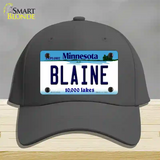 Blaine Minnesota State Novelty License Plate Hat Cotton / Charcoal