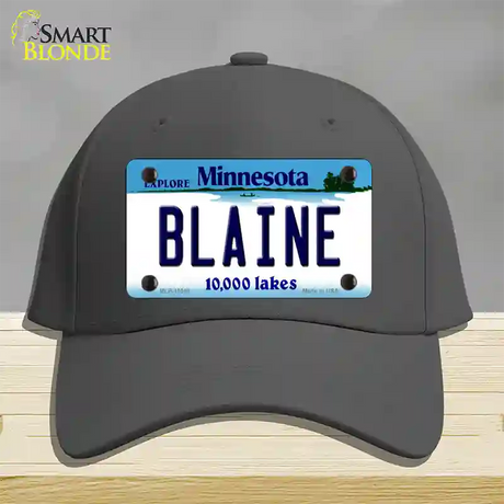 Blaine Minnesota State Novelty License Plate Hat Cotton / Charcoal