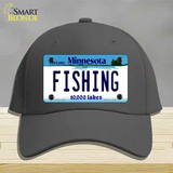 Fishing Minnesota State Novelty License Plate Hat Cotton / Charcoal