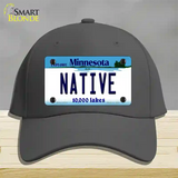 Native Minnesota State Novelty License Plate Hat Cotton / Charcoal